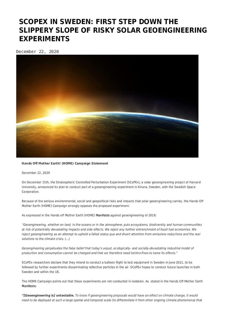 2020Dec22-EN-HOME statement on SCoPEx in Sweden