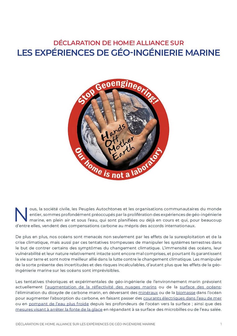 (w links) FR-DÉCLARATION DE HOME! ALLIANCE SUR