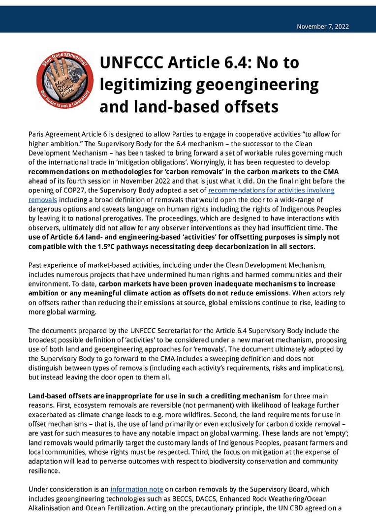 2022Nov07-HOME-Statement-UNFCCC-Article-6.4